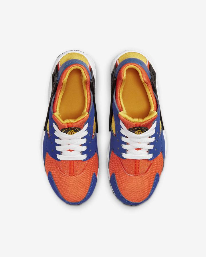 Zapatillas Nike Huarache Run Kids Niño Azul Real Naranjas Negras Amarillo | HQOJY-2679