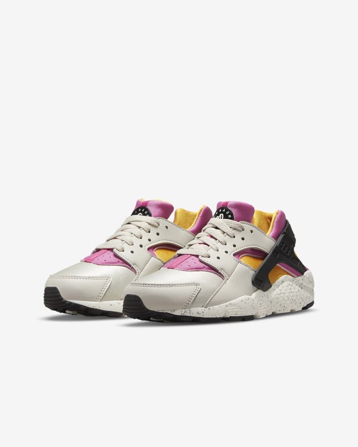 Zapatillas Nike Huarache Run Kids Niño Beige Claro Doradas Negras Rosas | FALME-8901