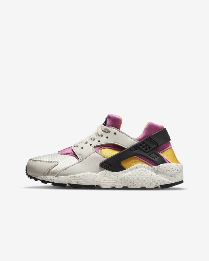 Zapatillas Nike Huarache Run Kids Niño Beige Claro Doradas Negras Rosas | FALME-8901