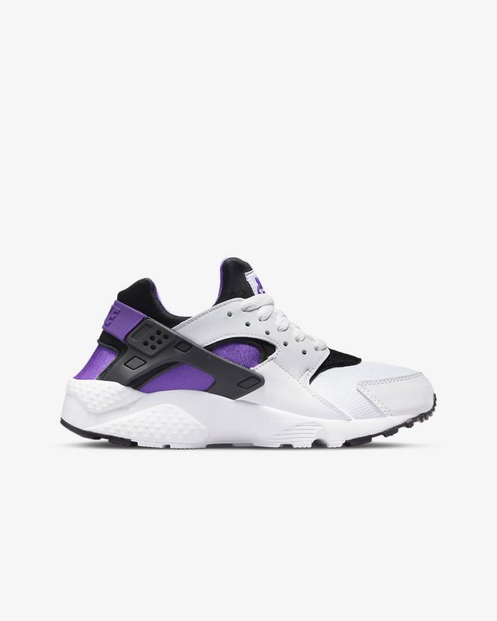 Zapatillas Nike Huarache Run Kids Niño Blancas Moradas Negras | QVZHG-0672