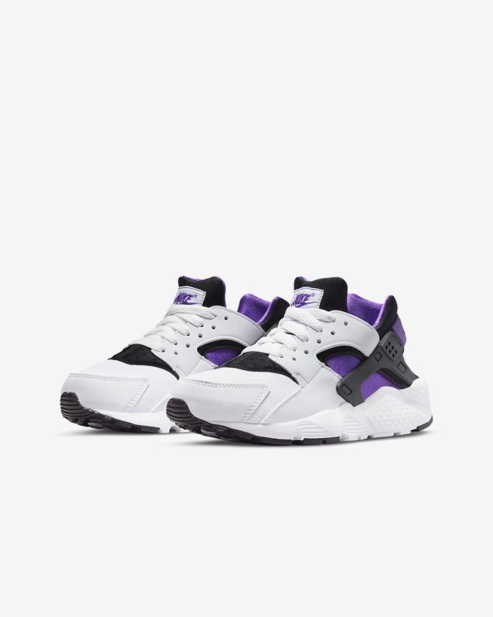 Zapatillas Nike Huarache Run Kids Niño Blancas Moradas Negras | QVZHG-0672