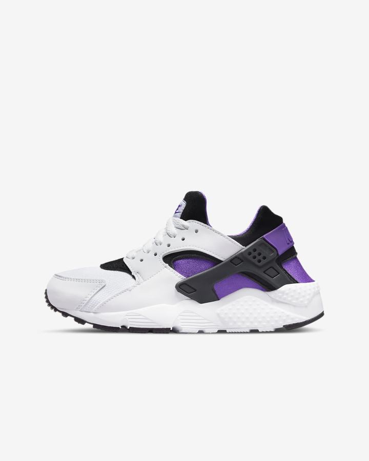 Zapatillas Nike Huarache Run Kids Niño Blancas Moradas Negras | QVZHG-0672