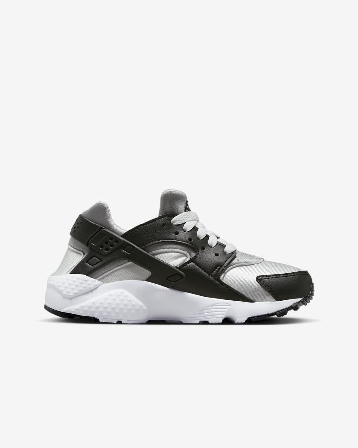 Zapatillas Nike Huarache Run Kids Niño Negras Gris Blancas | MTJSG-5183