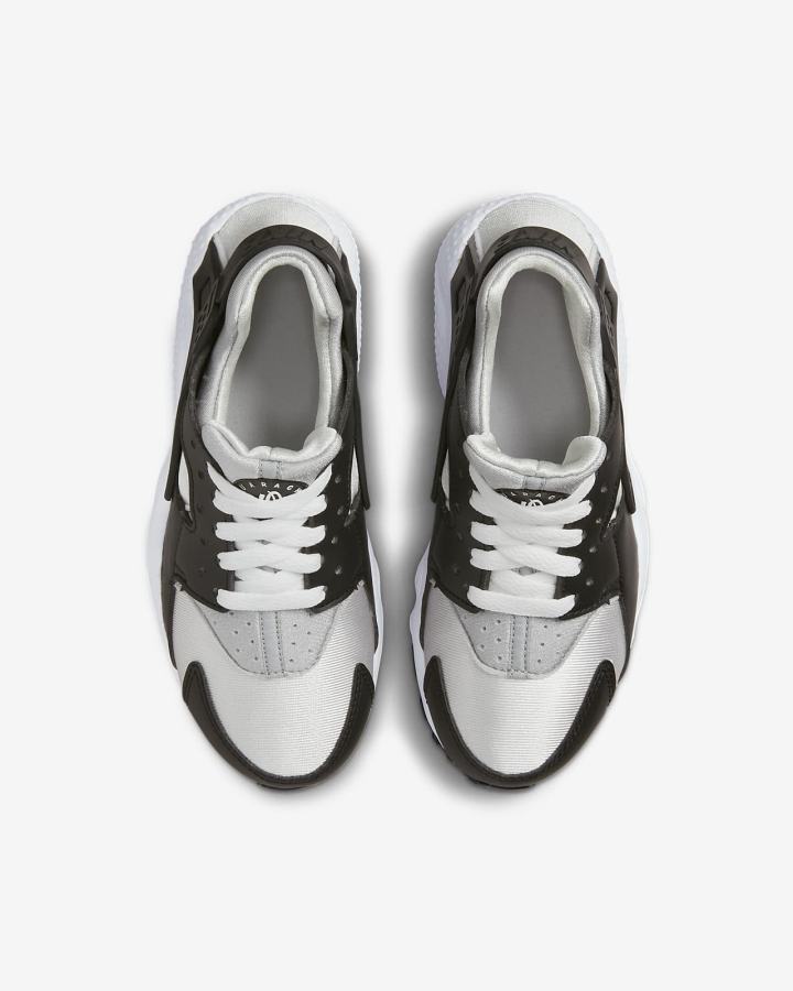 Zapatillas Nike Huarache Run Kids Niño Negras Gris Blancas | MTJSG-5183