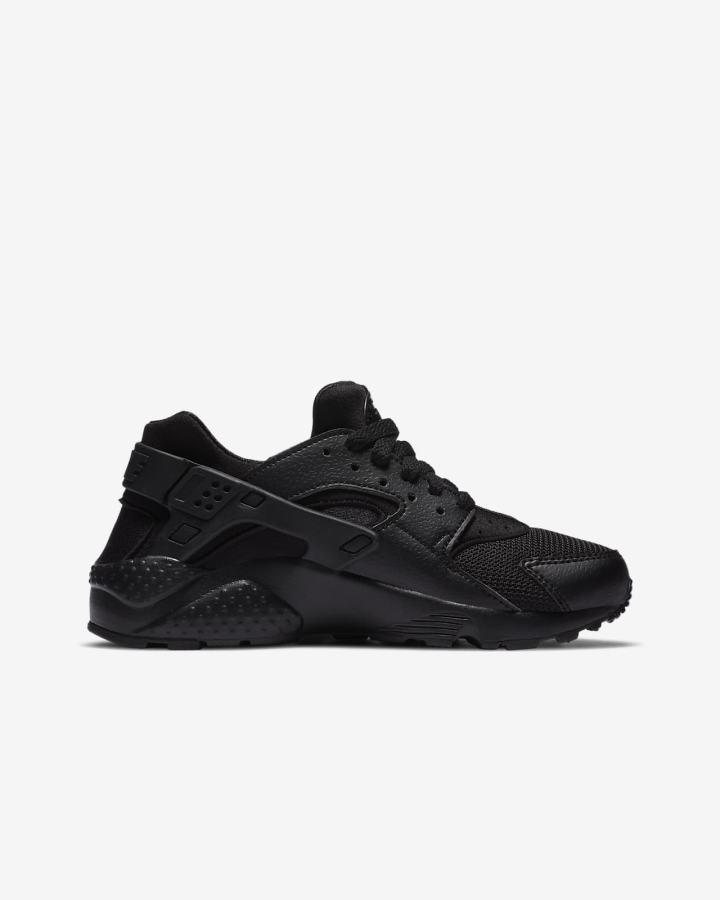 Zapatillas Nike Huarache Run Kids Niño Negras | UAGLH-0456