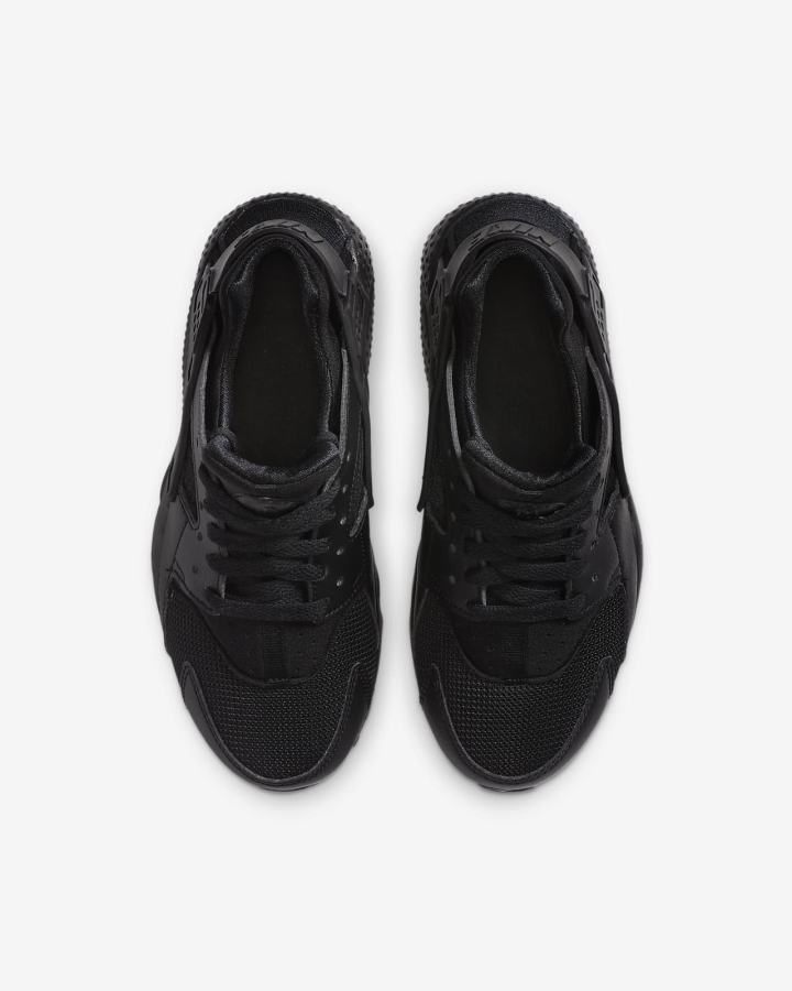 Zapatillas Nike Huarache Run Kids Niño Negras | UAGLH-0456