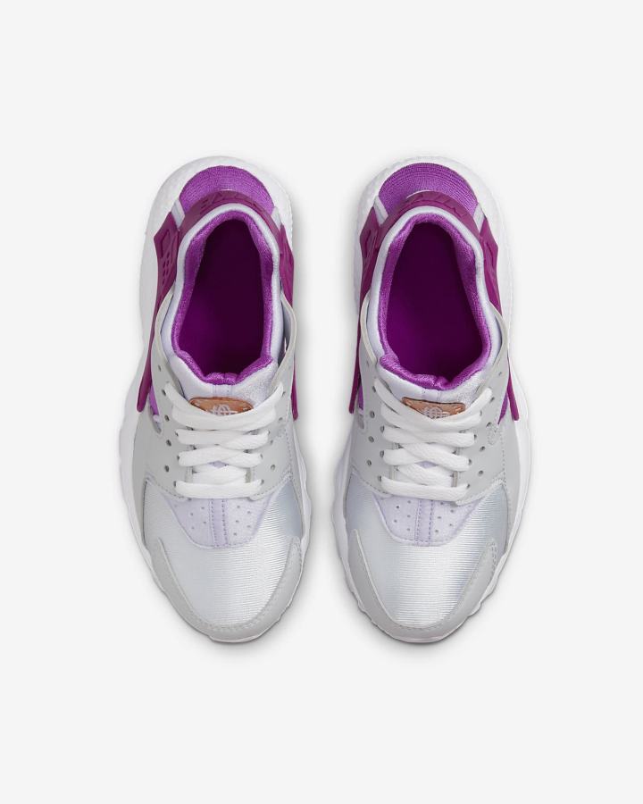 Zapatillas Nike Huarache Run Kids Niño Plateadas Moradas Metal Cobra | WHSUO-7149