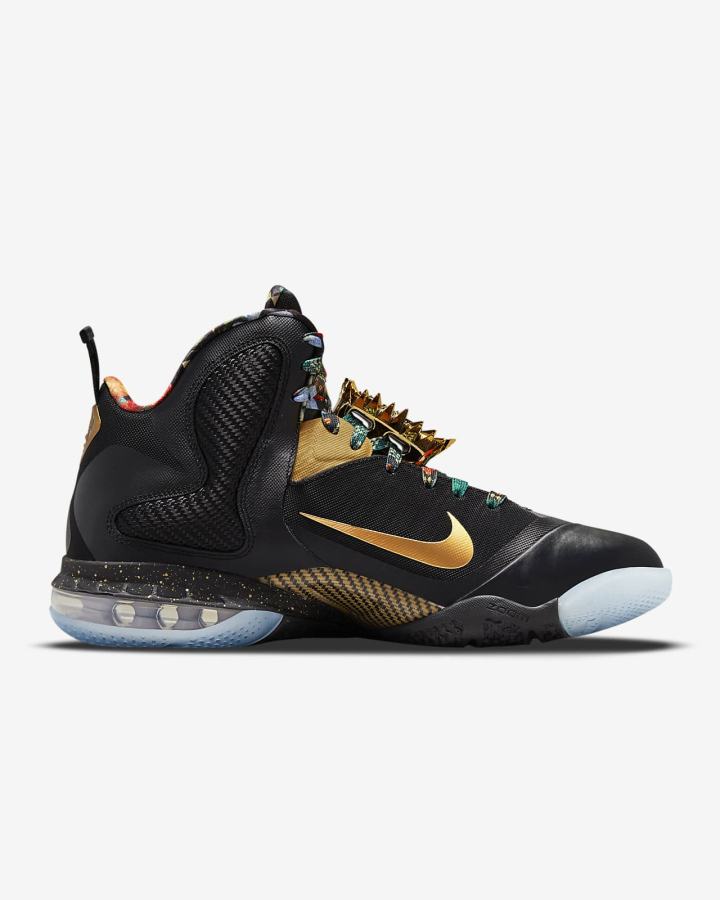 Zapatillas Nike LeBron 9 Hombre Negras Metal Doradas | YPHER-5809