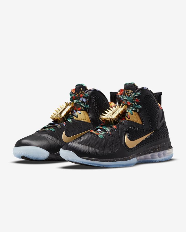 Zapatillas Nike LeBron 9 Hombre Negras Metal Doradas | YPHER-5809