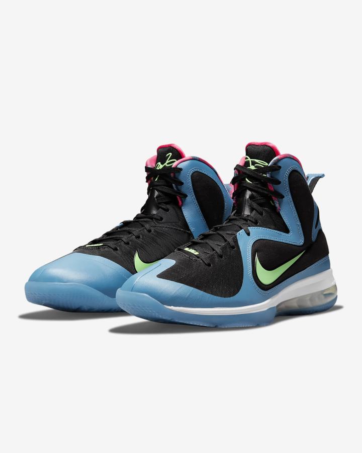 Zapatillas Nike LeBron IX Hombre Negras Azules Rojas Verde Claro | SRXWB-7392