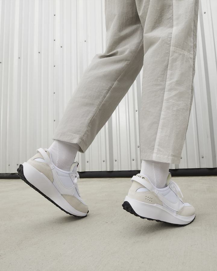 Zapatillas Nike Waffle Debut Mujer Blancas Negras Naranjas Blancas | QGENS-2137