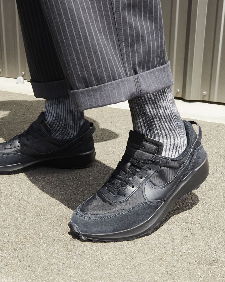 Zapatillas Nike Waffle Debut Swoosh Hombre Negras Gris Oscuro | NUPFG-0213