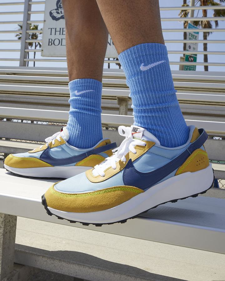 Zapatillas Nike Waffle Debut Swoosh Hombre Azules Doradas Verde Azul Marino | ZPXCO-4357