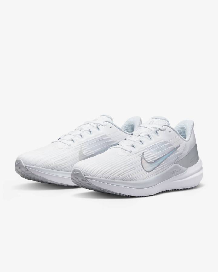 Zapatillas Running Nike Air Winflo 9 Premium Road Mujer Blancas Plateadas Gris Metal Plateadas | XHWAI-8239