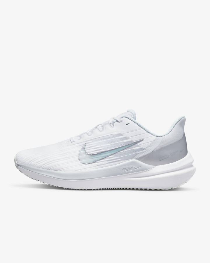 Zapatillas Running Nike Air Winflo 9 Premium Road Mujer Blancas Plateadas Gris Metal Plateadas | XHWAI-8239