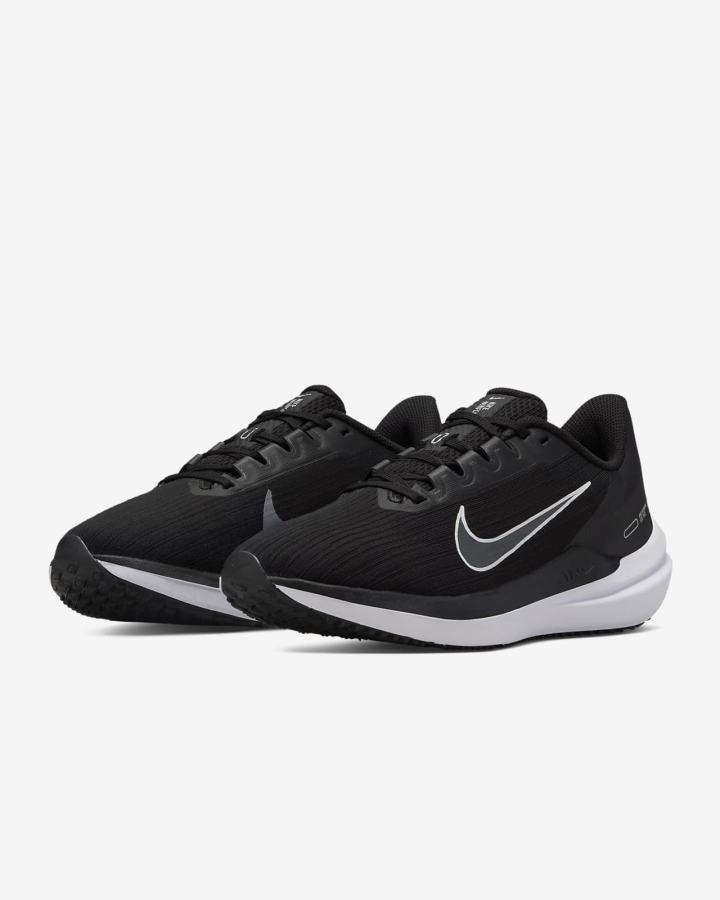 Zapatillas Running Nike Air Winflo 9 Premium Road Mujer Negras Gris Oscuro Plateadas Blancas | XQABG-1564
