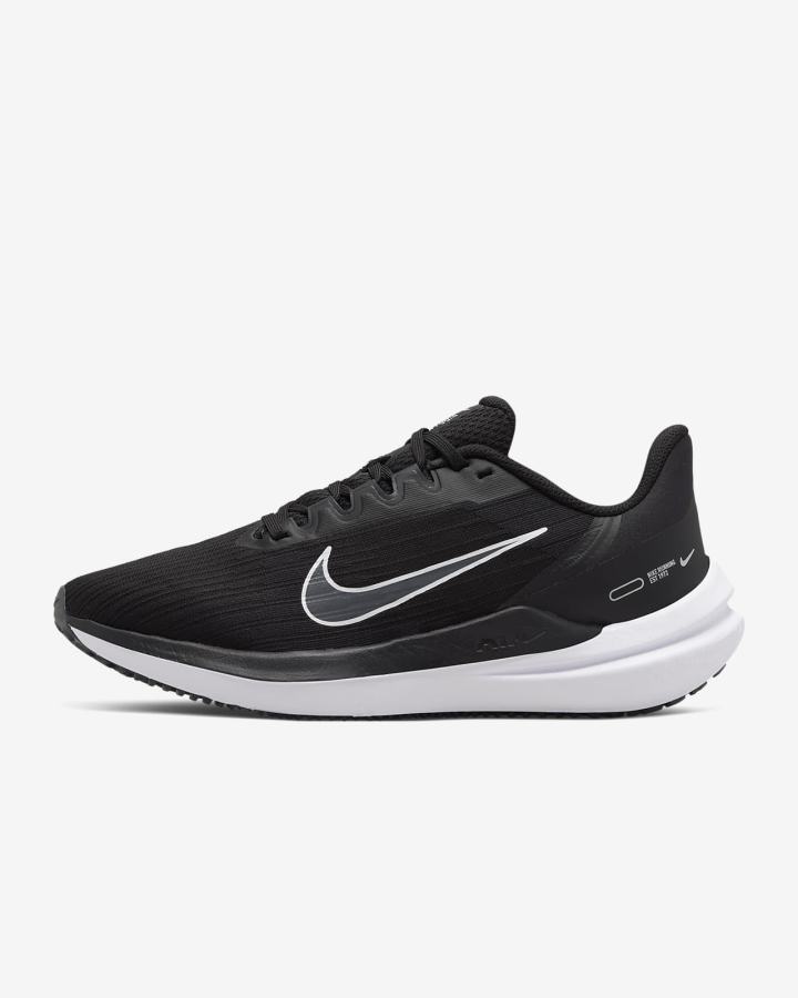 Zapatillas Running Nike Air Winflo 9 Premium Road Mujer Negras Gris Oscuro Plateadas Blancas | XQABG-1564