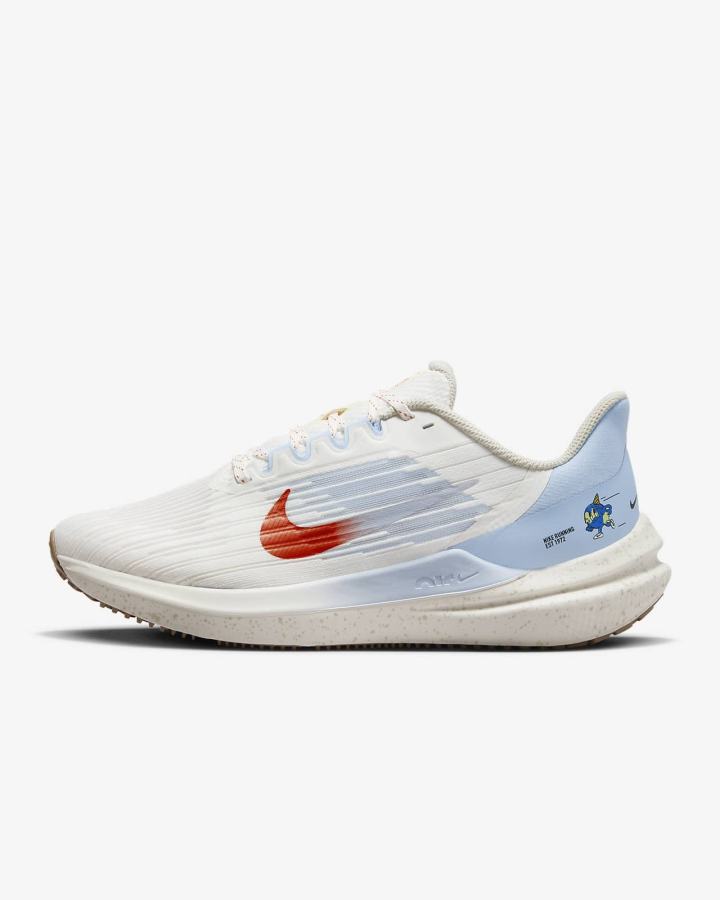 Zapatillas Running Nike Air Winflo 9 Premium Road Mujer Gris Claro Azules Naranjas | ZXJLB-9865