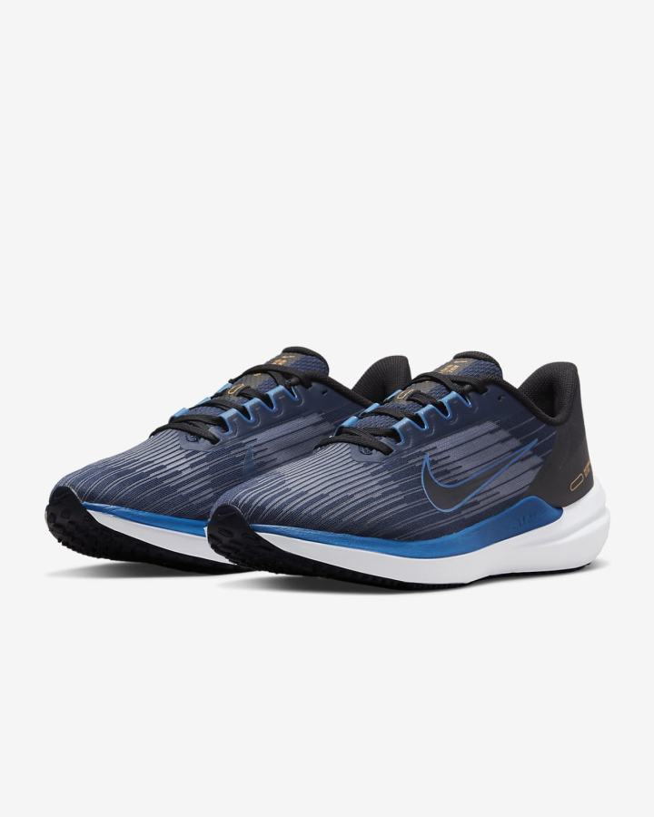 Zapatillas Running Nike Air Winflo 9 Road Hombre Obsidian Negras Blancas Azules | CDOZH-2187