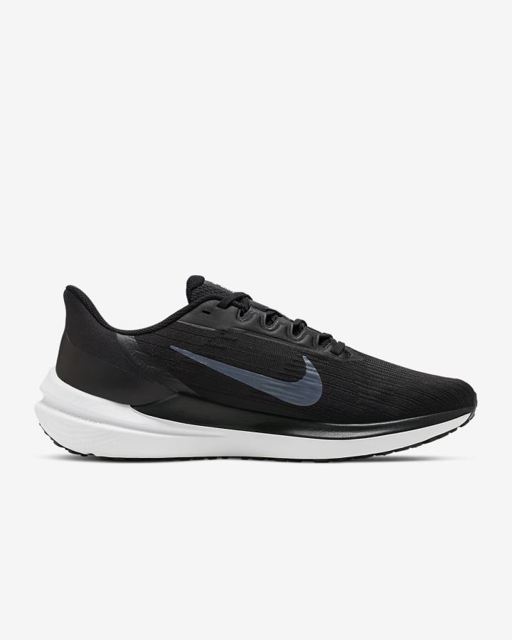 Zapatillas Running Nike Air Winflo 9 Road Hombre Negras Gris Oscuro Blancas | DZRTS-8431