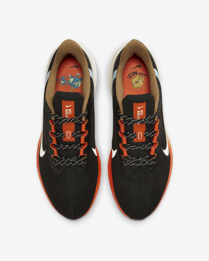 Zapatillas Running Nike Air Winflo 9 Road Hombre Negras Naranjas | HKISB-4567