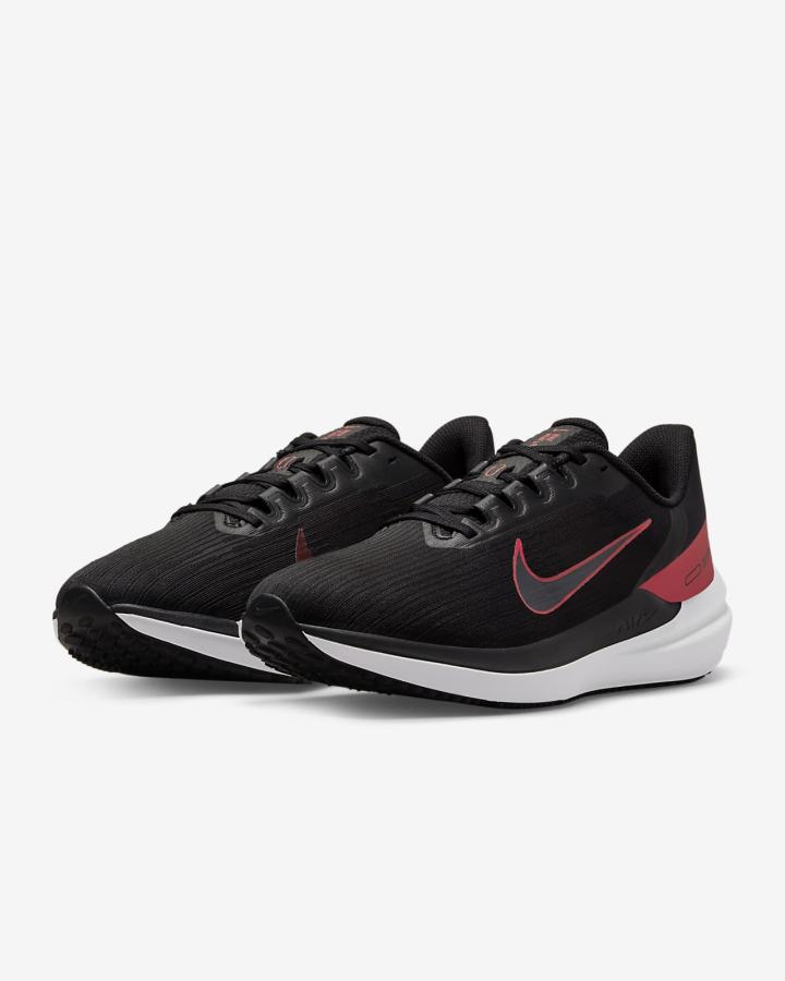 Zapatillas Running Nike Air Winflo 9 Road Hombre Negras Gris Oscuro Rojas | OQRKV-4058