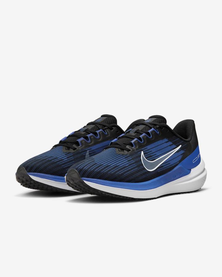 Zapatillas Running Nike Air Winflo 9 Road Hombre Negras Azul Real Azules Blancas | UOYVE-6720