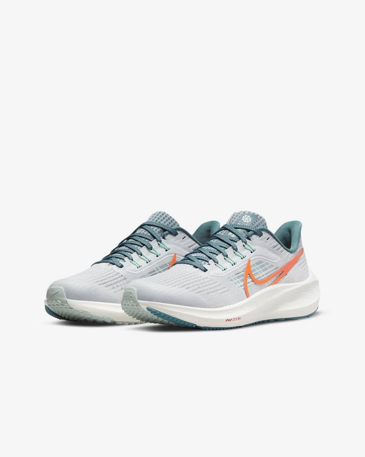 Zapatillas Running Nike Air Zoom Pegasus 39 Kids Road Niña Plateadas Blancas Verde Menta Naranjas | FGNZP-5840