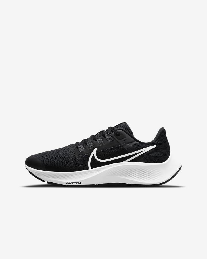 Zapatillas Running Nike Air Zoom Pegasus 38 Kids Road Niño Negras Gris Oscuro Blancas | FKUAJ-8547