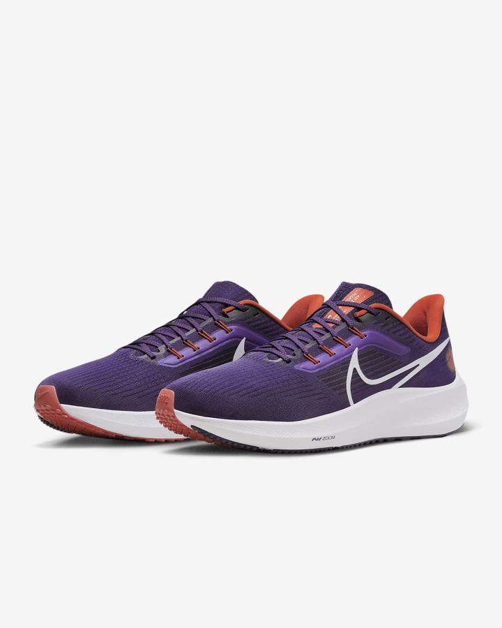 Zapatillas Running Nike Air Zoom Pegasus 39 (Clemson) Road Hombre Moradas Naranjas Blancas | JDGMS-7906