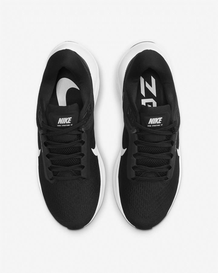 Zapatillas Running Nike Air Zoom Structure 24 Road Mujer Negras Blancas | VLTIA-1672