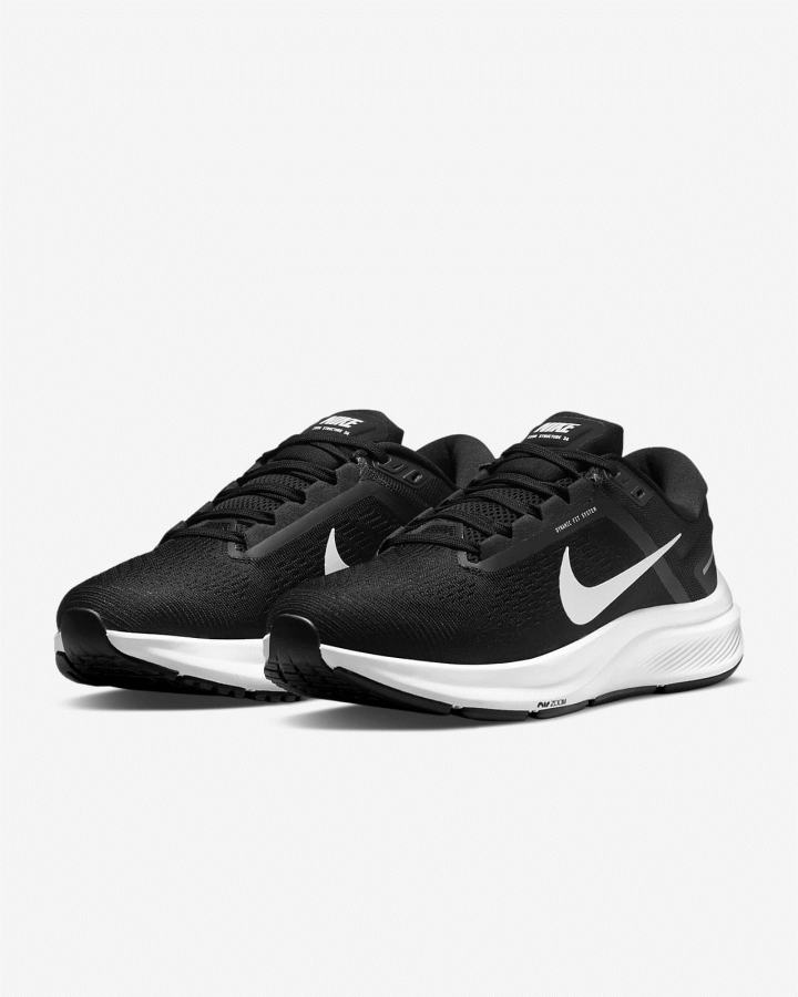 Zapatillas Running Nike Air Zoom Structure 24 Road Mujer Negras Blancas | VLTIA-1672