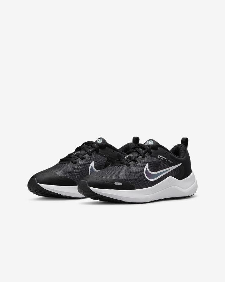 Zapatillas Running Nike Downshifter 12 Kids Road Niña Negras Gris Oscuro Blancas | FZYXW-3872