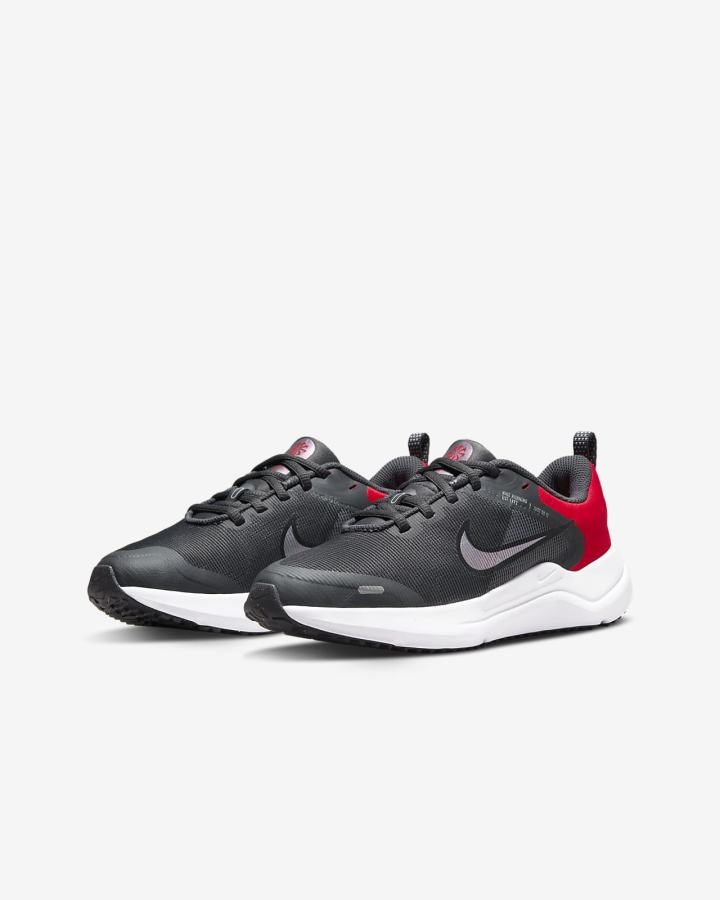 Zapatillas Running Nike Downshifter 12 Kids Road Niño Gris Oscuro Gris Claro Rojas | KSWOI-6358