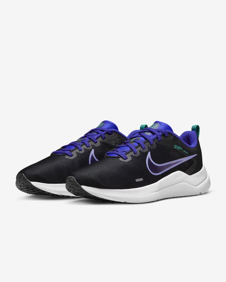 Zapatillas Running Nike Downshifter 12 Road Mujer Negras Blancas | WHMYR-4290