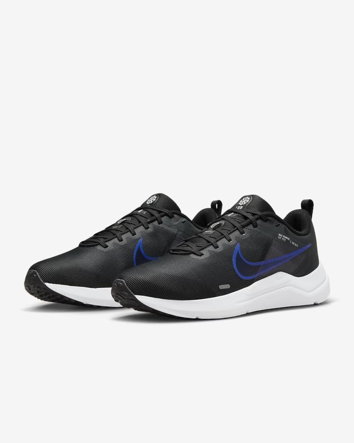 Zapatillas Running Nike Downshifter 12 Road Hombre Gris Oscuro Negras Blancas Azules | YZAHI-3406