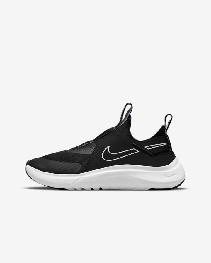 Zapatillas Running Nike Flex Plus Kids Road Niño Negras Blancas | WYBKH-9576