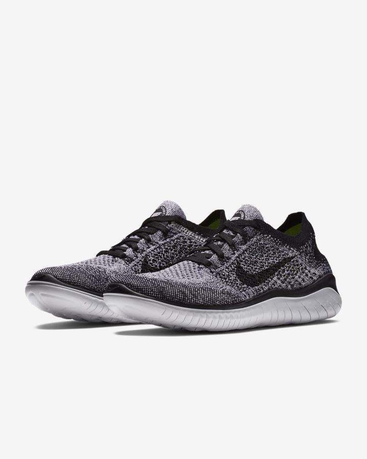 Zapatillas Running Nike Free RN Flyknit 2018 Mujer Blancas Negras | GJWYP-8621