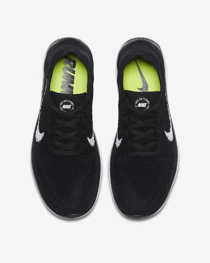 Zapatillas Running Nike Free RN Flyknit 2018 Mujer Negras Blancas | HXUTG-0918