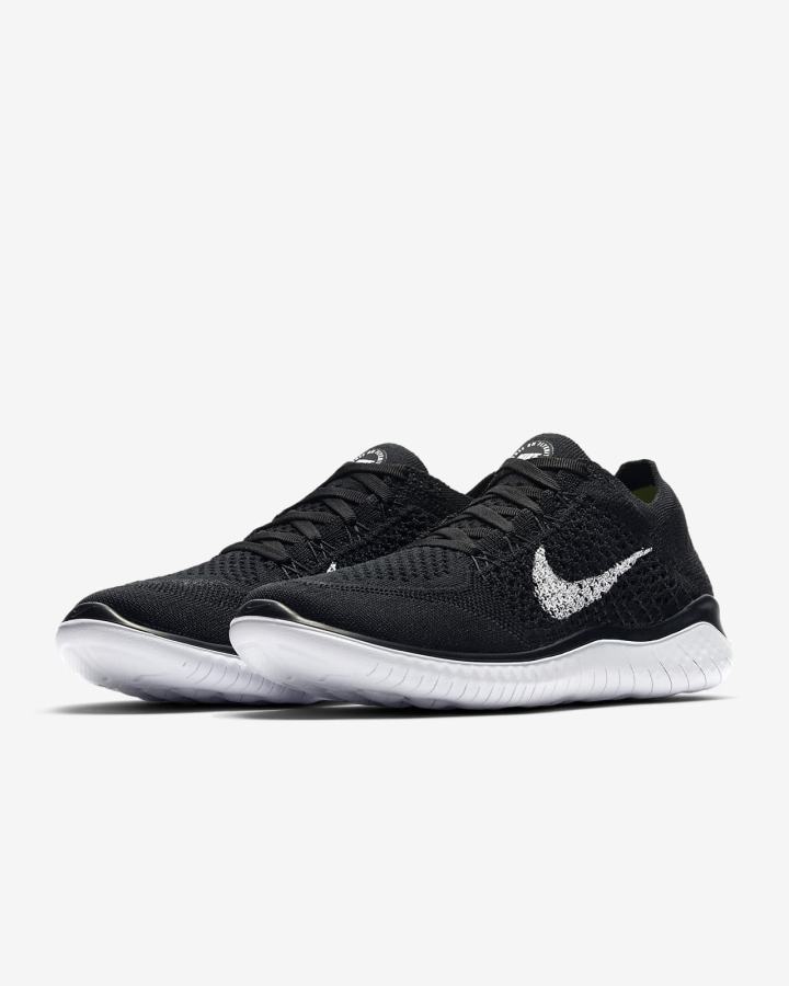 Zapatillas Running Nike Free RN Flyknit 2018 Mujer Negras Blancas | HXUTG-0918