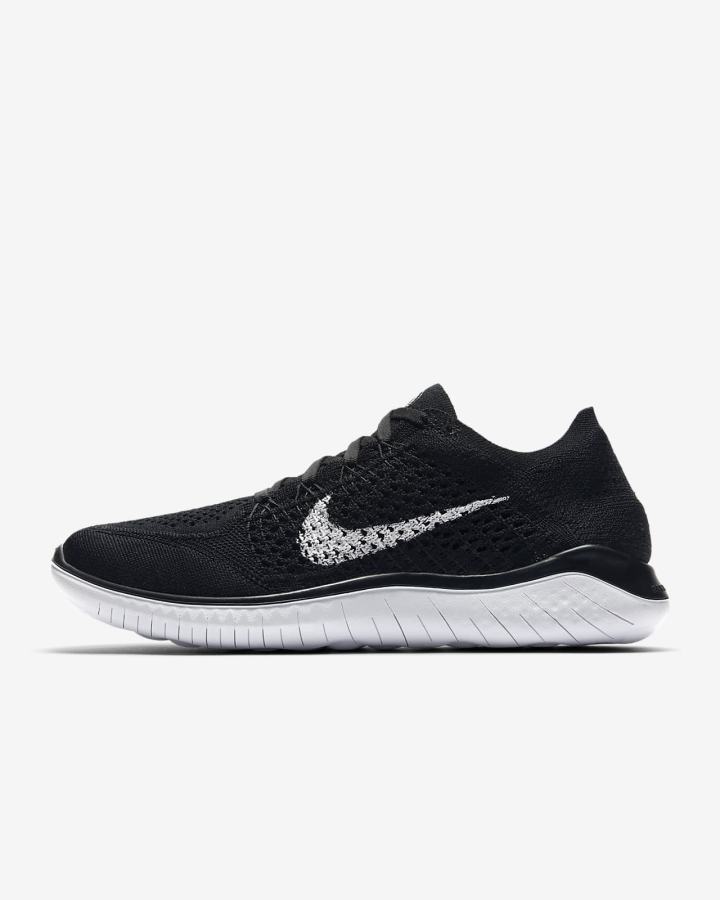 Zapatillas Running Nike Free RN Flyknit 2018 Mujer Negras Blancas | HXUTG-0918