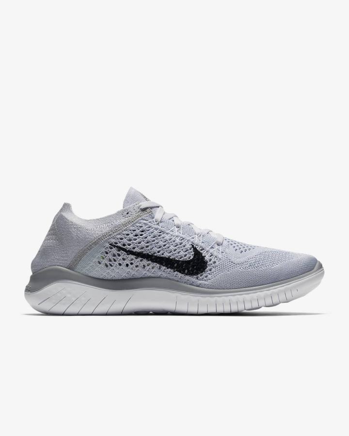 Zapatillas Running Nike Free RN Flyknit 2018 Mujer Blancas Plateadas Negras | QFJNO-1457