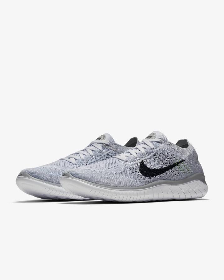 Zapatillas Running Nike Free RN Flyknit 2018 Mujer Blancas Plateadas Negras | QFJNO-1457
