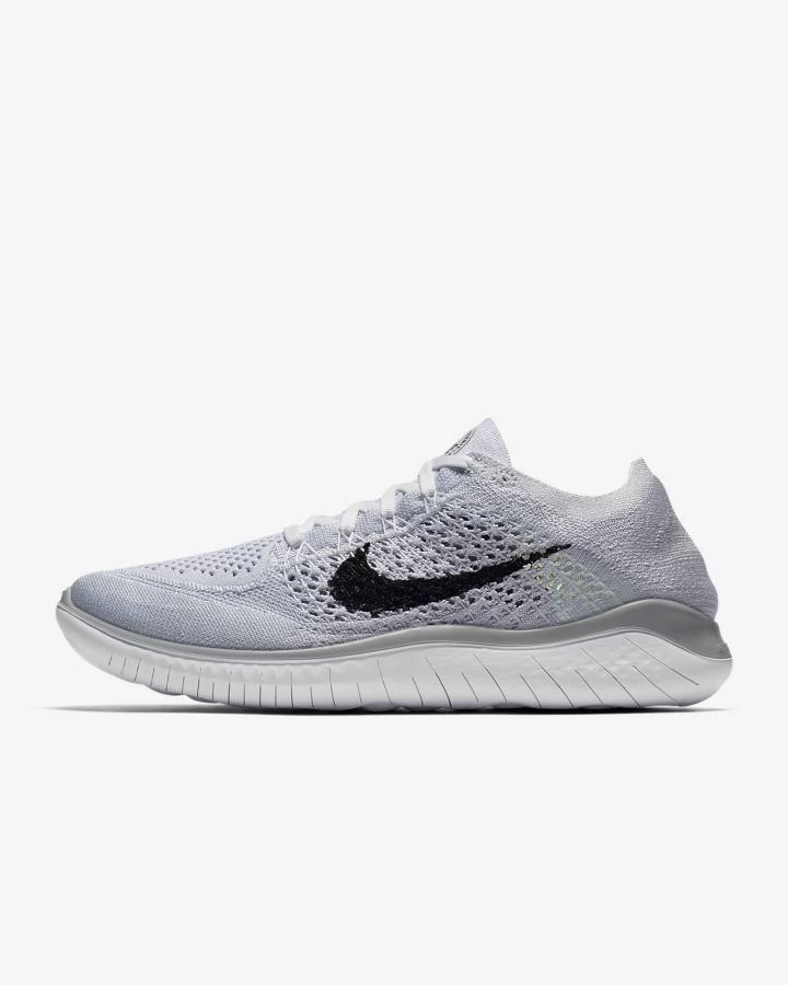 Zapatillas Running Nike Free RN Flyknit 2018 Mujer Blancas Plateadas Negras | QFJNO-1457
