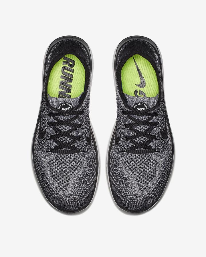 Zapatillas Running Nike Free RN Flyknit 2018 Hombre Blancas Gris Negras | RQZIE-0914