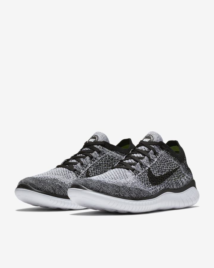 Zapatillas Running Nike Free RN Flyknit 2018 Hombre Blancas Gris Negras | RQZIE-0914