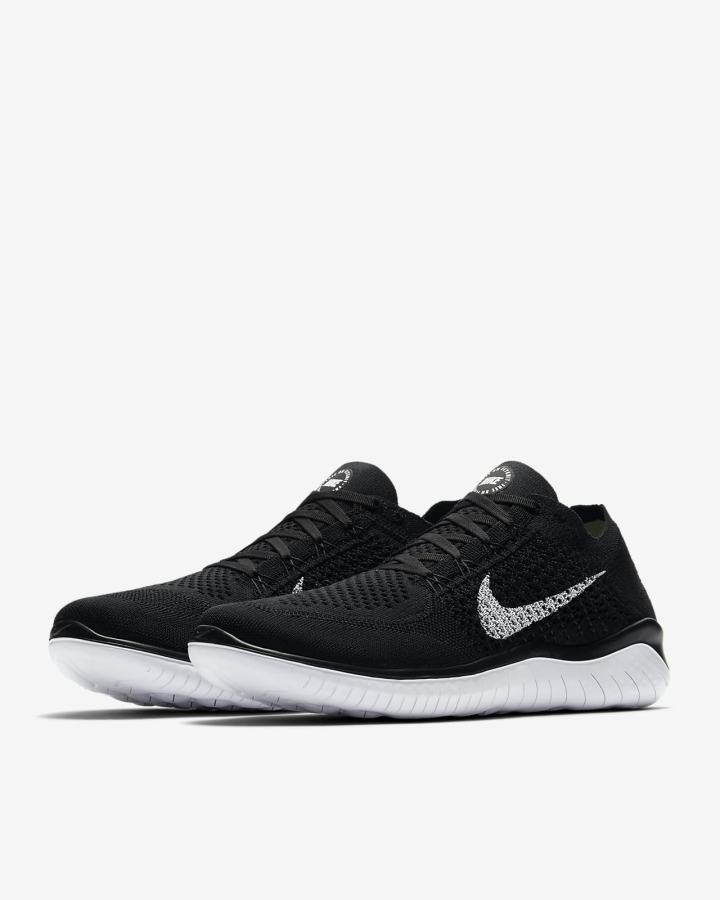 Zapatillas Running Nike Free RN Flyknit 2018 Hombre Negras Blancas | WHXVJ-6039