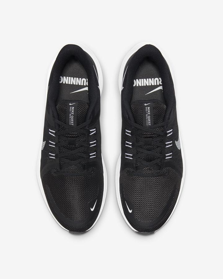 Zapatillas Running Nike Quest 4 Road Mujer Negras Gris Oscuro Blancas | EKAGD-1435