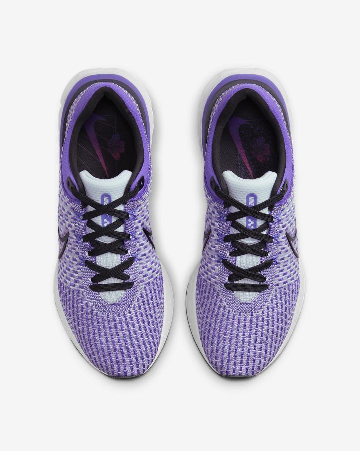 Zapatillas Running Nike React Infinity Run Flyknit 3 Road Hombre Plateadas Moradas Negras | BUKJI-3109