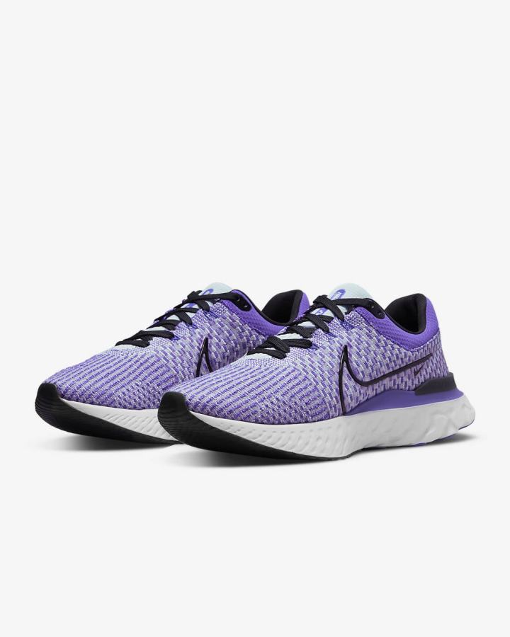 Zapatillas Running Nike React Infinity Run Flyknit 3 Road Hombre Plateadas Moradas Negras | BUKJI-3109